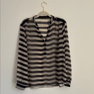 Black and White Striped Women's Blouse